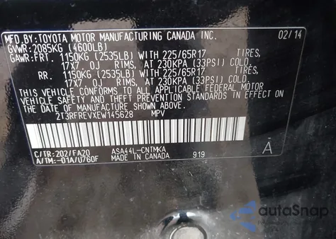 2014 Toyota Rav4 Xle from USA, damaged, VIN 2T3RFREVXEW145628